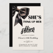 Elégant Black Bow 60e anniversaire Invitation (Devant / Derrière)