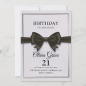 Elegant Black Bow Birthday Invitation (Devant)