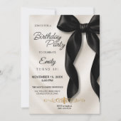 Elegant Black Bow Birthday Invitation (Devant)