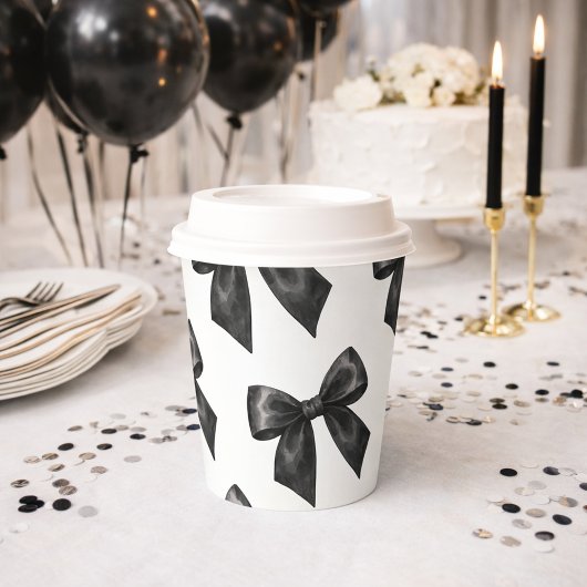Elegant Black Bow Birthday Papieren Bekers