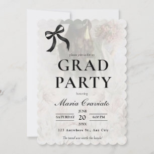 Élégant Black Bow Graduation Party Invitation