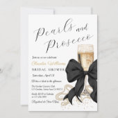 Elegant Black Bow Pearls Bridal Shower Invitation (Devant)