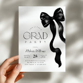 Elégant Black Bow Photo Grad Party Invitation