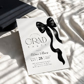 Elégant Black Bow Photo Grad Party Invitation