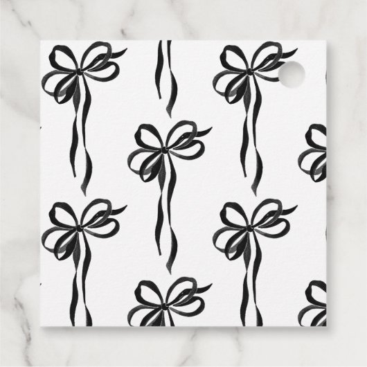 Elegant Black Bow Vrijgezellenfeest Script Dank u Bedankjes Labels (Achterkant)