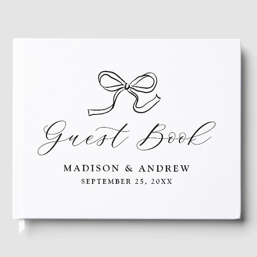 Elegant Black Bow Wedding Gastenboek (Voorkant)