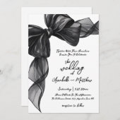 Elegant Black Bow Whimsical Wedding Kaart (Voorkant / Achterkant)