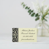 Elegant Black Brocade border visitekaartje (Staand voorkant)