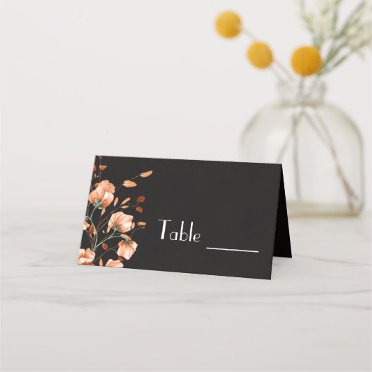 Elegant Black Burnt Oranje Floral Fall Wedding (Voorkant)