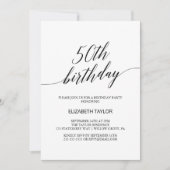Elegant Black Calligraphy 50th Birthday Kaart (Voorkant)