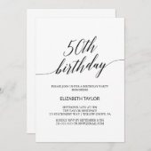 Elegant Black Calligraphy 50th Birthday Kaart (Voorkant / Achterkant)
