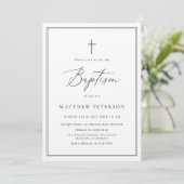 Elegant Black Calligraphy Baptism Invitation Kaart (Staand voorkant)