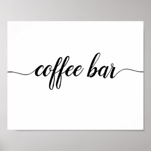 Elegant Black Calligraphy Coffee Bar Sign Poster
