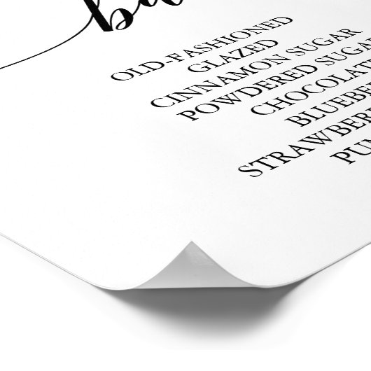 Elegant Black Calligraphy Donut Bar Sign Poster (Hoek)