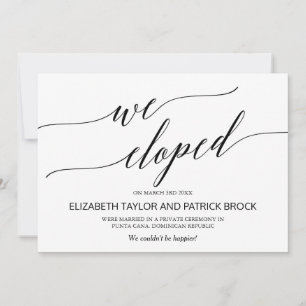 Elegant Black Calligraphy Elopement Announement Aankondiging