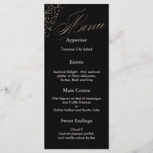 Elegant Black Calligraphy Faux Gold Script Menu