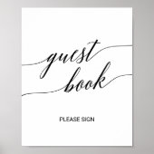 Elegant Black Calligraphy Guest Book Sign Poster (Voorkant)