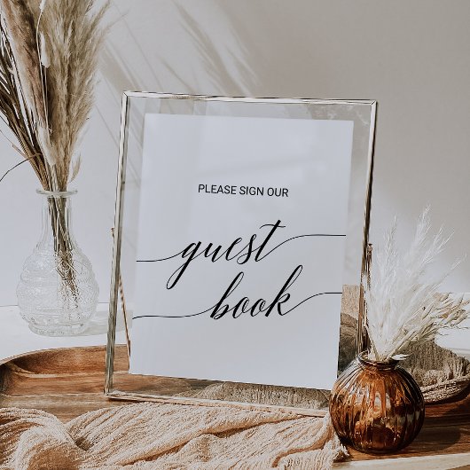 Elegant Black Calligraphy Guest Book Sign Poster