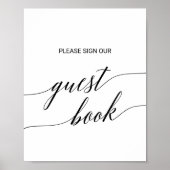Elegant Black Calligraphy Guest Book Sign Poster (Voorkant)