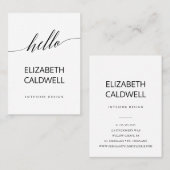 Elegant Black Calligraphy Hallo Visitekaartje (Voorkant / Achterkant)