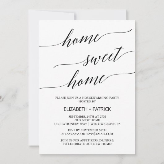 Elegant Black Calligraphy Housewarming Party Kaart (Voorkant)