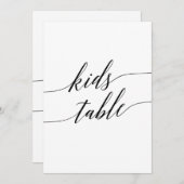 Elegant Black Calligraphy Kinder Table Sign 5x7" Kaart (Voorkant / Achterkant)