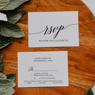 Elegant Black Calligraphy Menu Choice RSVP Card