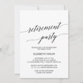 Elegant Black Calligraphy Retirement Party Kaart (Voorkant)