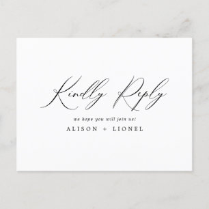 Elegant Black Calligraphy RSVP Briefkaart