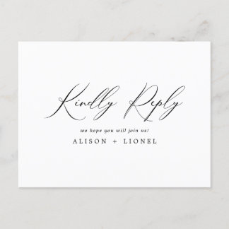 Elegant Black Calligraphy RSVP Briefkaart