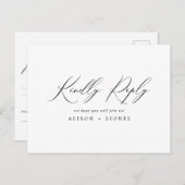 Elegant Black Calligraphy RSVP Briefkaart (Voorkant / Achterkant)