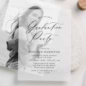 Elegant Black Calligraphy Script Graduparty Vellum Uitnodigingen