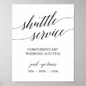 Elegant Black Calligraphy Shuttle Service Sign Poster (Voorkant)