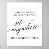 Elegant Black Calligraphy Sit Anywhere Sign Poster (Voorkant)