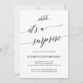 Elegant Black Calligraphy Surprise Party Kaart (Voorkant)