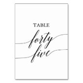 Elegant Black Calligraphy Table Number 45 Kaart (Achterkant)