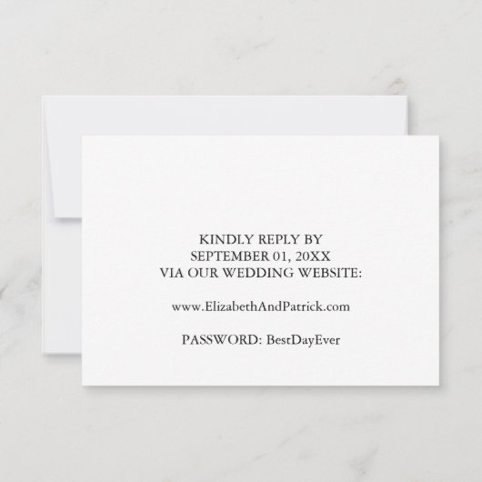 Elegant Black Calligraphy Website RSVP Card (Achterkant)