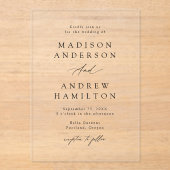 Elegant Black Calligraphy Wedding Acryl Uitnodigingen (Voorkant)