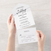 Elegant Black Calligraphy Wedding All In One Uitnodiging (Afscheurbaar)