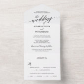 Elegant Black Calligraphy Wedding All In One Uitnodiging (Binnen)