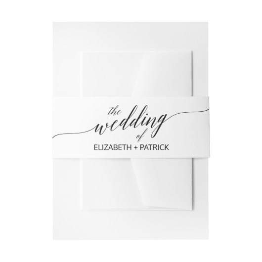 Elegant Black Calligraphy Wedding Belly Band Uitnodigingen Wikkel (Voorkant Voorbeeld)