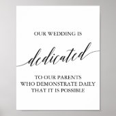 Elegant Black Calligraphy Wedding Dedication Sign Poster (Voorkant)