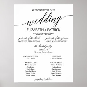 Elegant Black Calligraphy Wedding Programme Poster