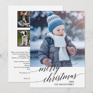 Elegant Black Calligraphy Year in Review Photo Feestdagenkaart