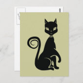 Elegant Black Cat Briefkaart (Voorkant / Achterkant)