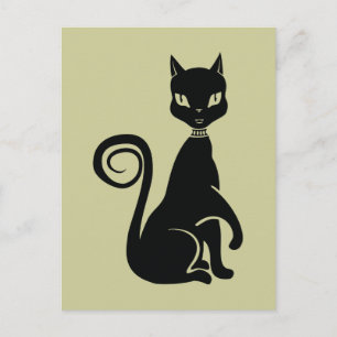 Elegant Black Cat Briefkaart