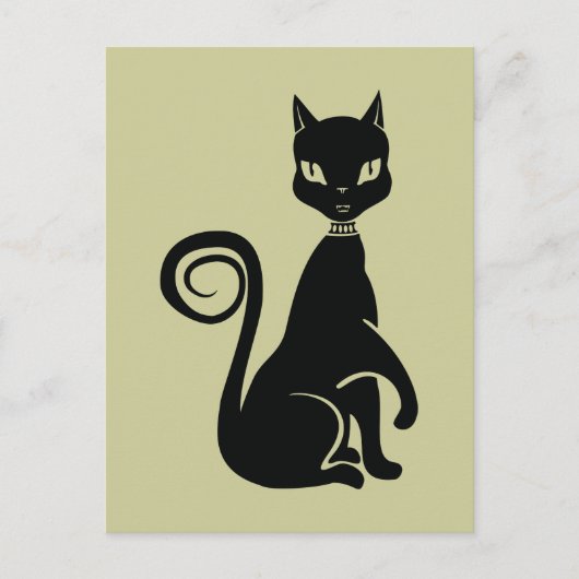 Elegant Black Cat Briefkaart (Voorkant)