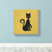 Elegant Black Cat Canvas Afdruk (Insitu (Houten vloer))