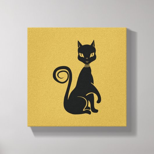 Elegant Black Cat Canvas Afdruk (Voorkant)