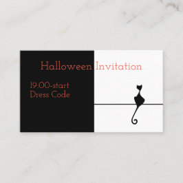 Elegant Black Cat Halloween Invitation Visitekaartje